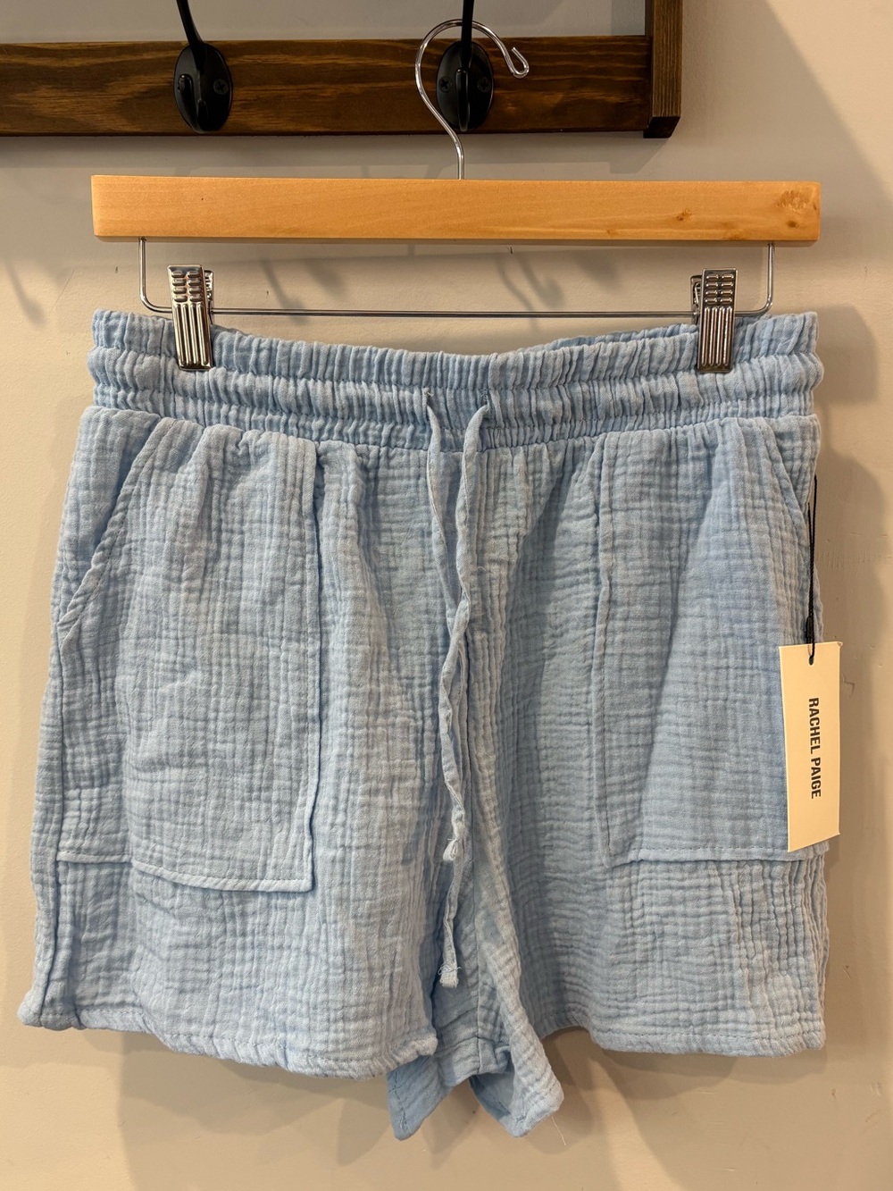 Rachel Paige Light Blue Cotton Gauze Shorts